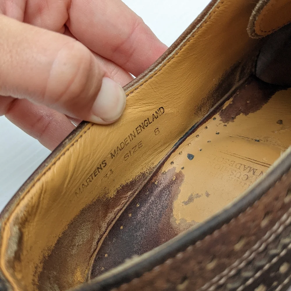 DOC MARTENS 3989 Vintage MIE brown wingtip brogue chunky loafers - Picture 8 of 15